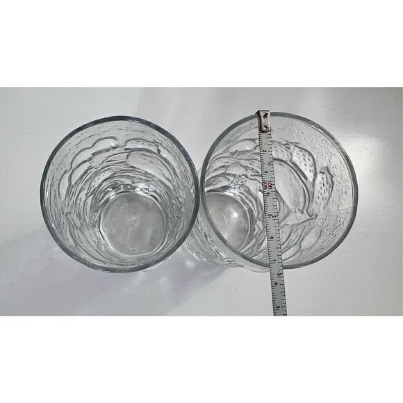Set of 2 Vintage Libbey American Directoire Embossed Orchard Fruit Glasses Clear - Picture 5 of 5